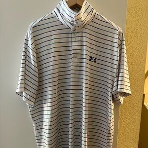 Purple and white under armour golf polo shirt